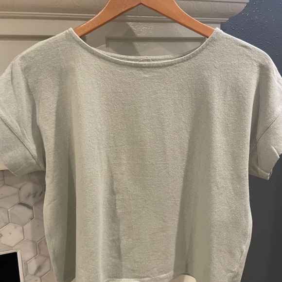 Madewell Boxy Crop Boatneck Tee in Sage Mist - Picture 3 of 4